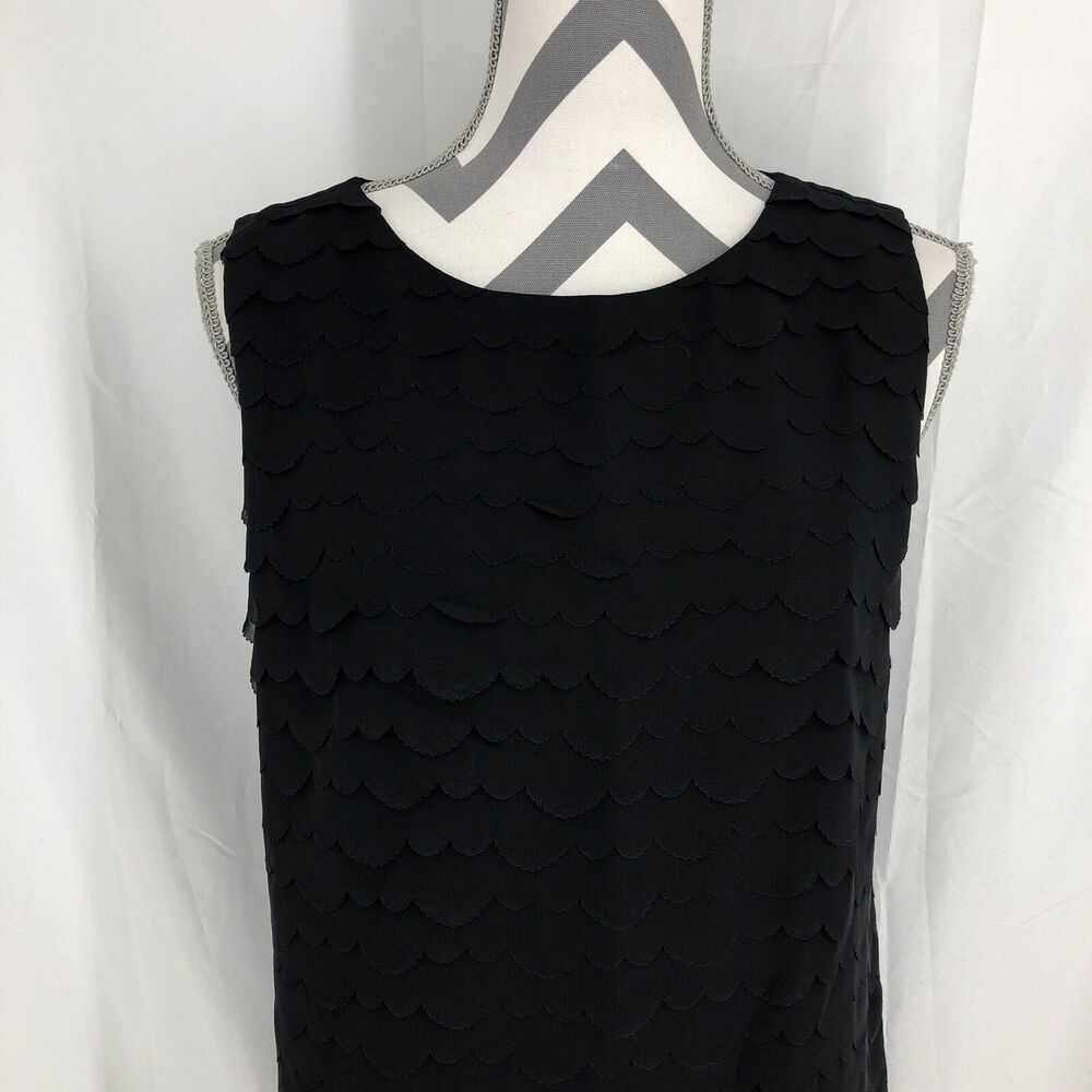 Max Studio Black Layered Scalloped Flapper Sheath Dress IM07L61 31476 Medium